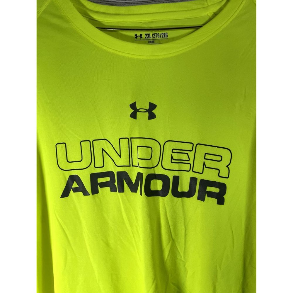 Under Armour - Men's Yellow Logo Athletic T-Shirt - Size 2XL - Picture 2 of 7